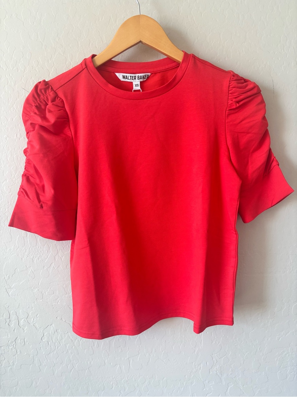 NWT Walter Baker Bright Red Skippy Puff-Sleeve Cotton Tee